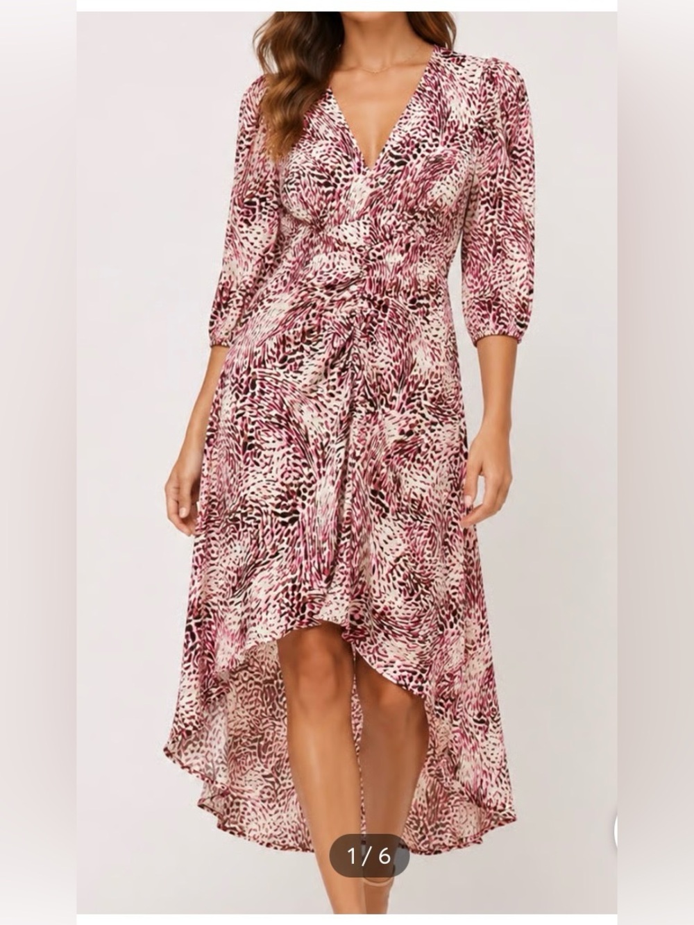 Express Printed Midi Dress high low hem